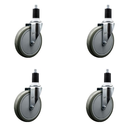 Service Caster 6'' Gray Poly Wheel Swivel 1-1/2'' Expanding Stem Caster Set, 4PK SCC-EX20S614-PPUB-112-4